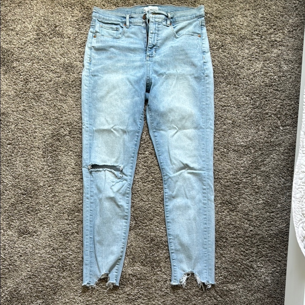 LOFT Light Blue Ripped Skinny Jeans